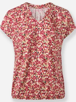 Shirts| Print-Shirt mit Gummizug am Saum erdbeere-lindgrün-bedruckt