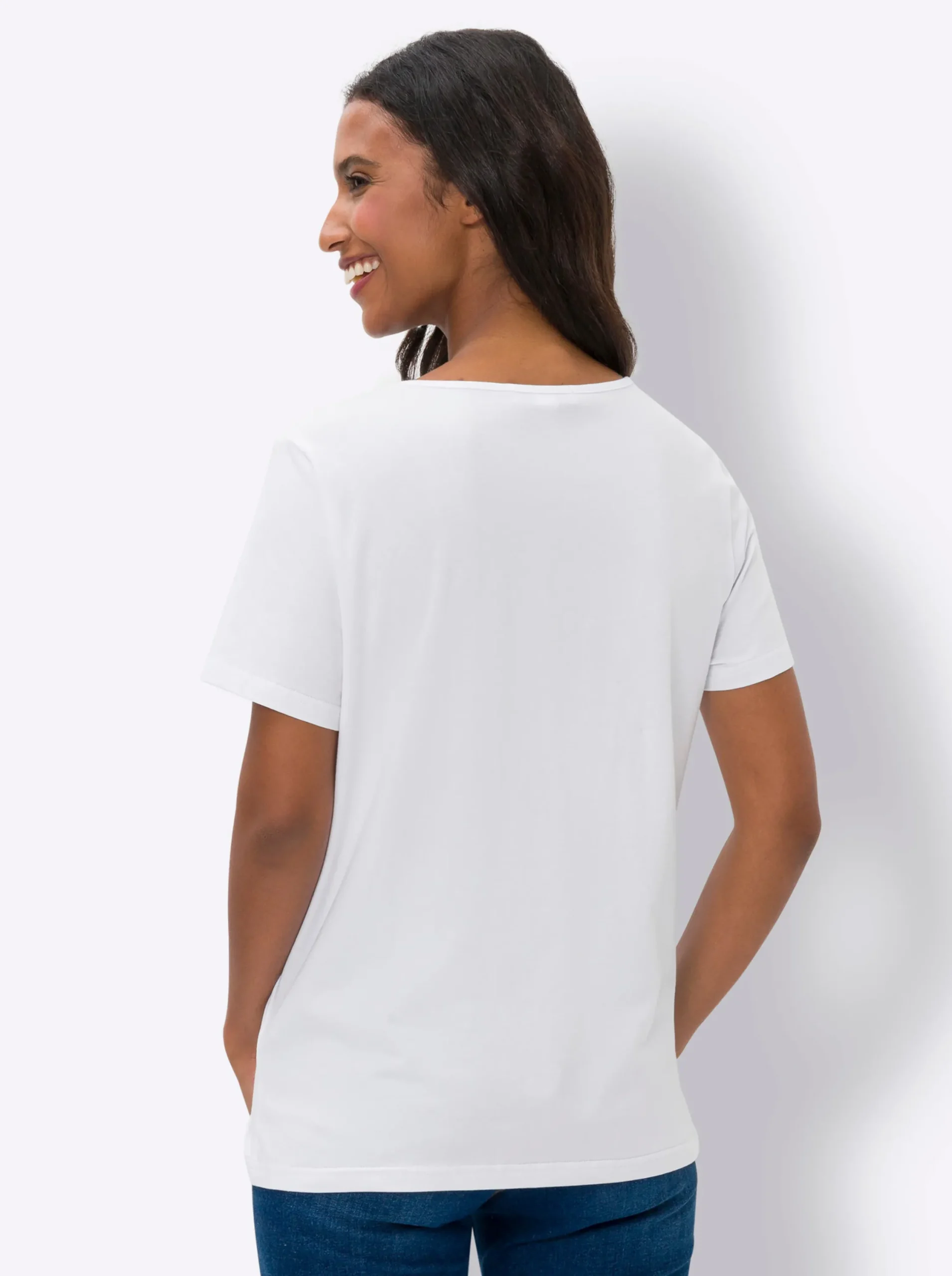 Shirts|heine Print-Shirt mit Stern-Print weiß
