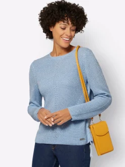 Pullover| Pullover eisblau-ecru-meliert