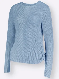 Pullover| Pullover eisblau-ecru-meliert