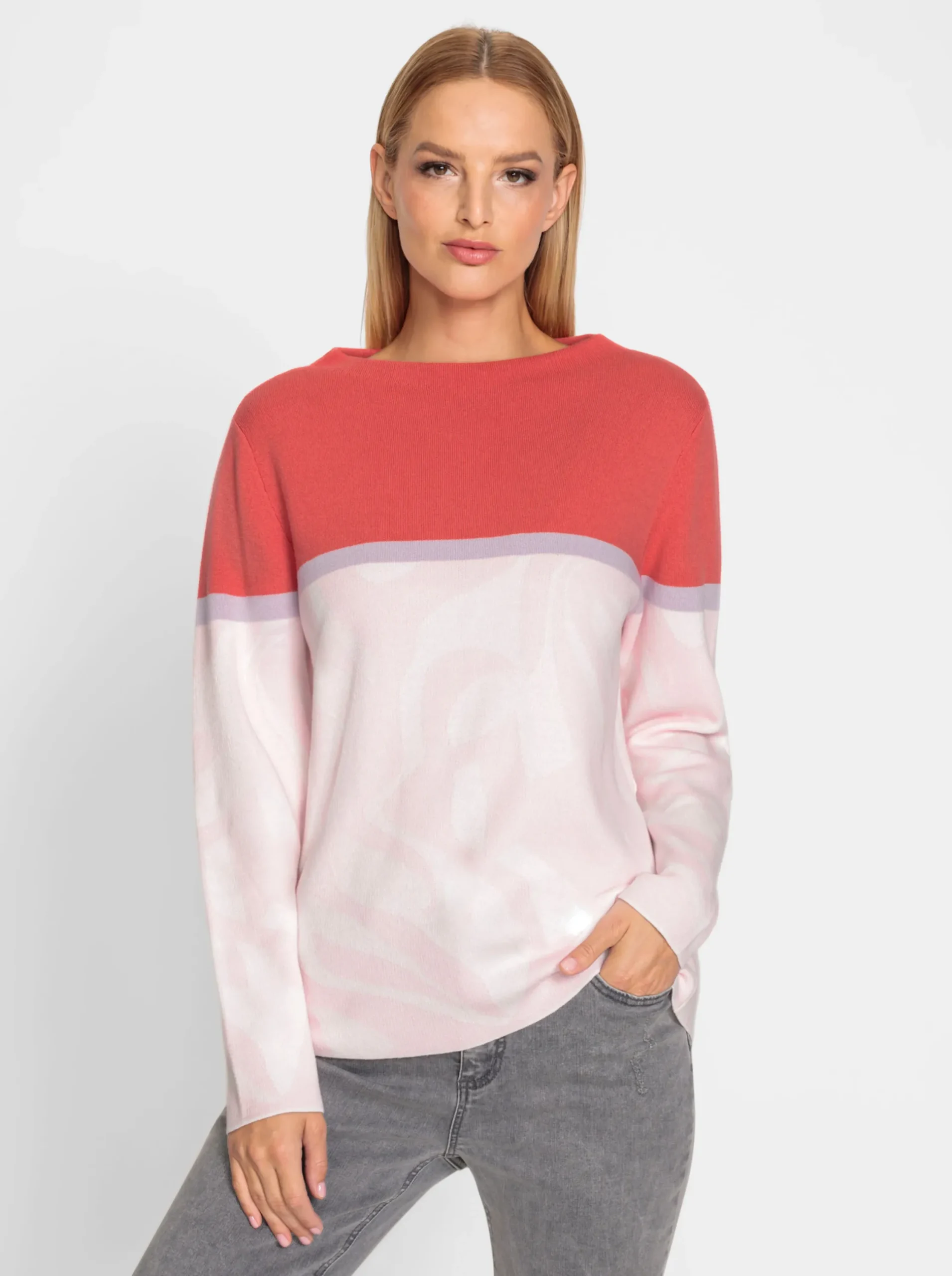 Pullover|heine Pullover grapefruit-flieder-gemustert
