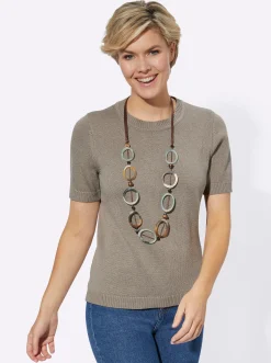 Pullover| Pullover taupe-meliert