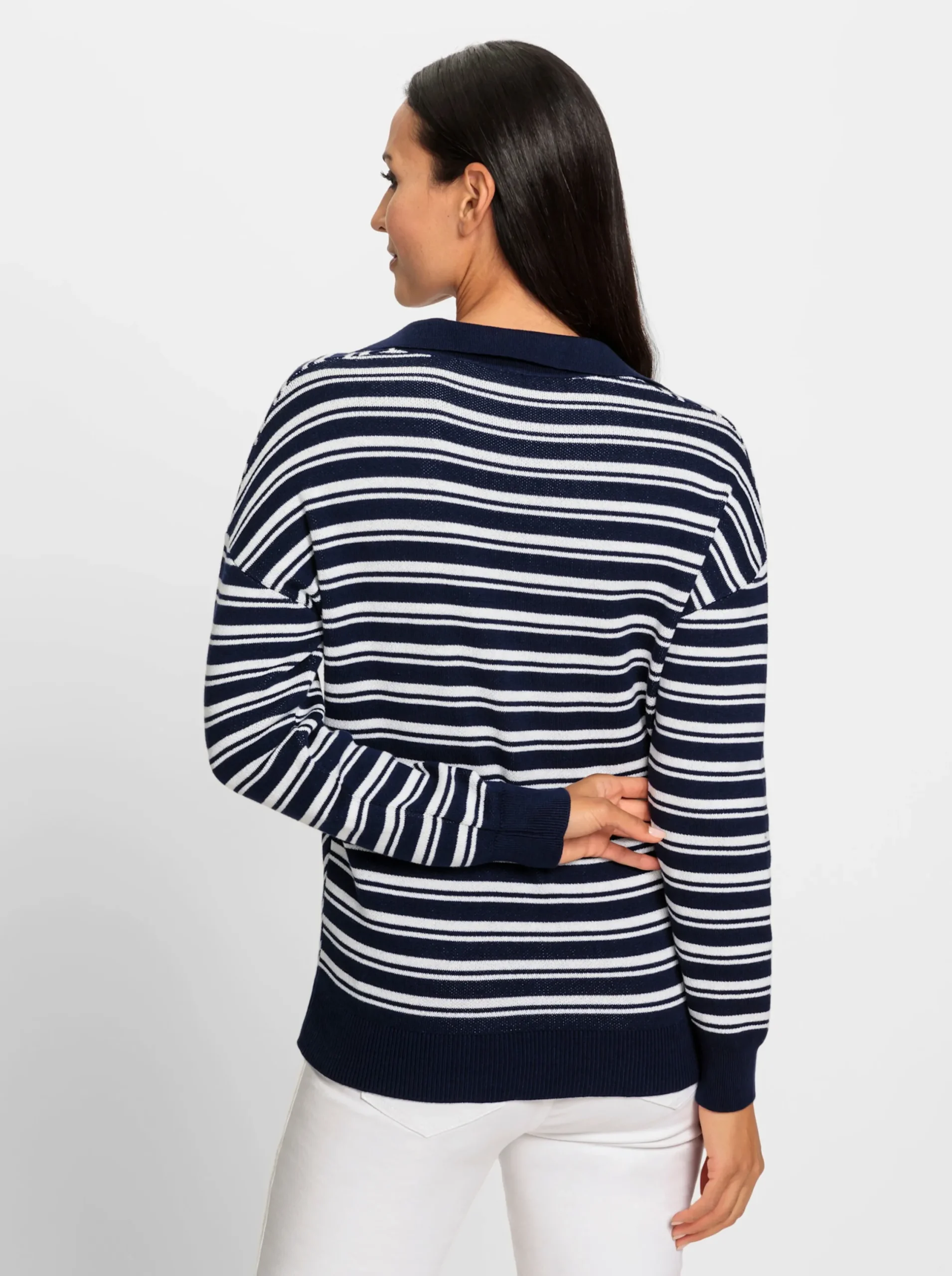 Pullover|heine Pullover marine-ecru-gemustert