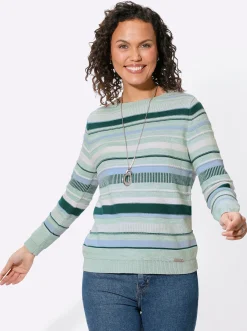 Pullover| Pullover kalkmint-petrol-geringelt