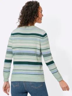 Pullover| Pullover kalkmint-petrol-geringelt