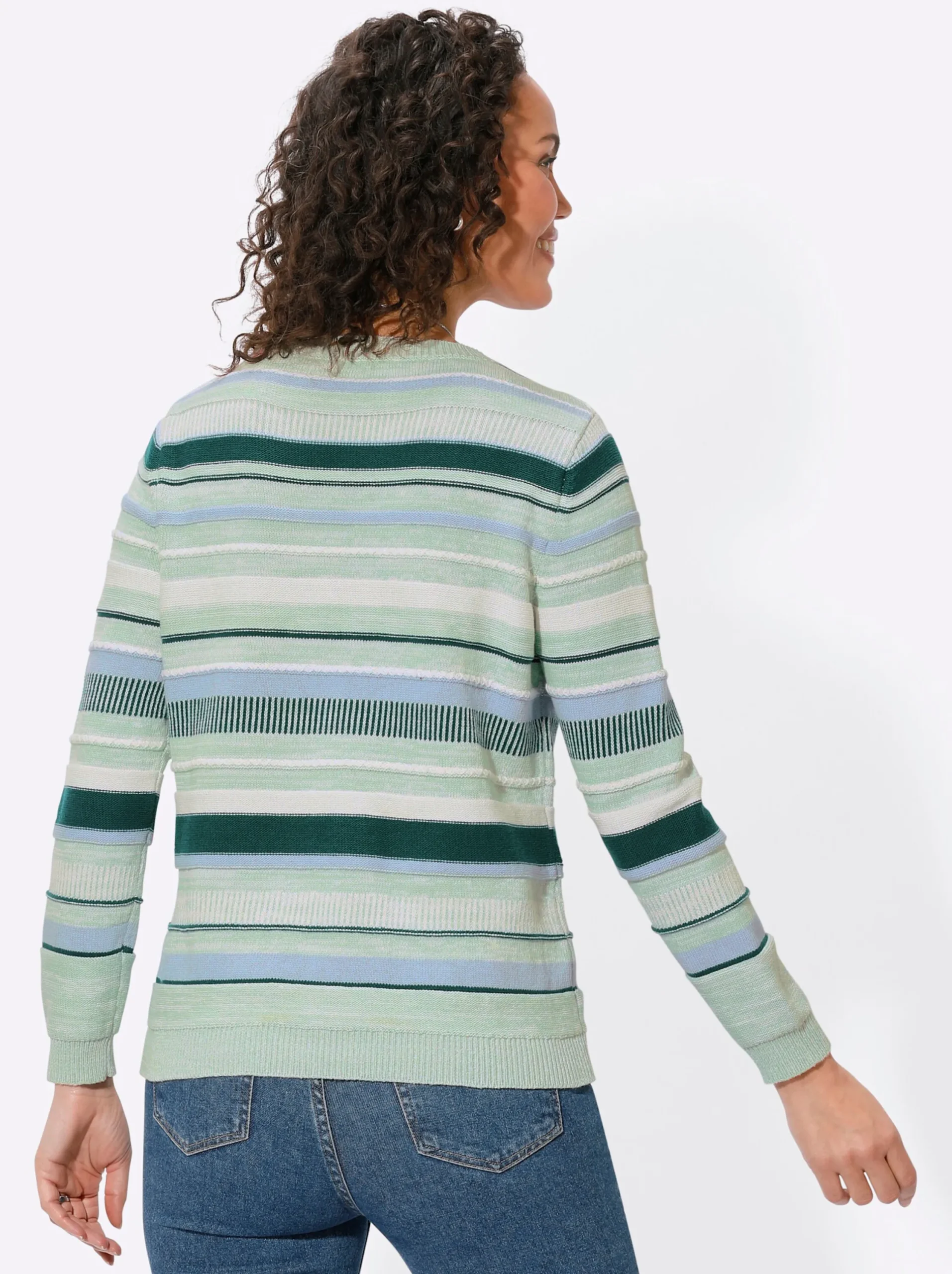 Pullover| Pullover kalkmint-petrol-geringelt