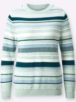 Pullover| Pullover kalkmint-petrol-geringelt