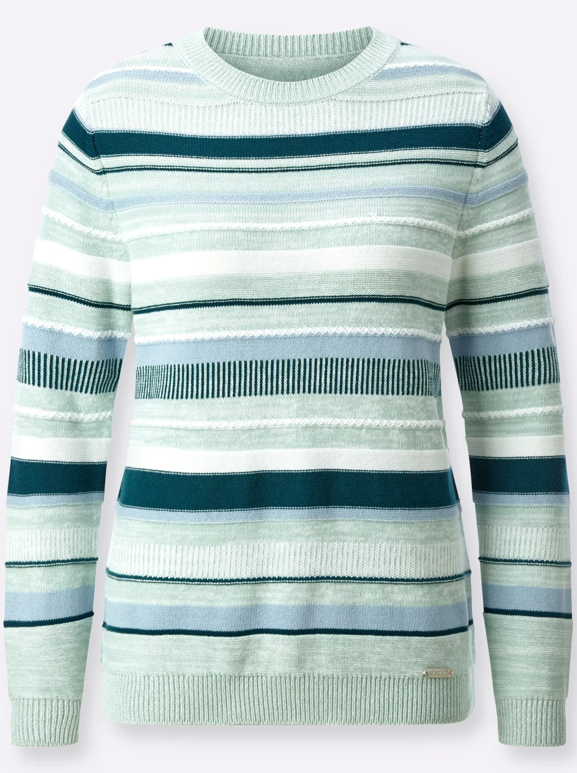 Pullover| Pullover kalkmint-petrol-geringelt