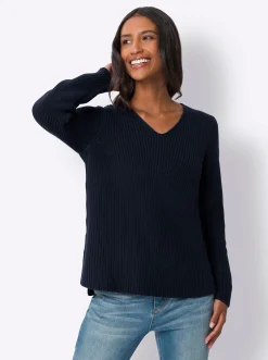 Pullover|heine Pullover im Rippenstrick marine