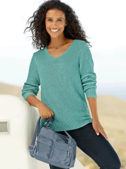 Pullover|heine Pullover im Rippenstrick salbei