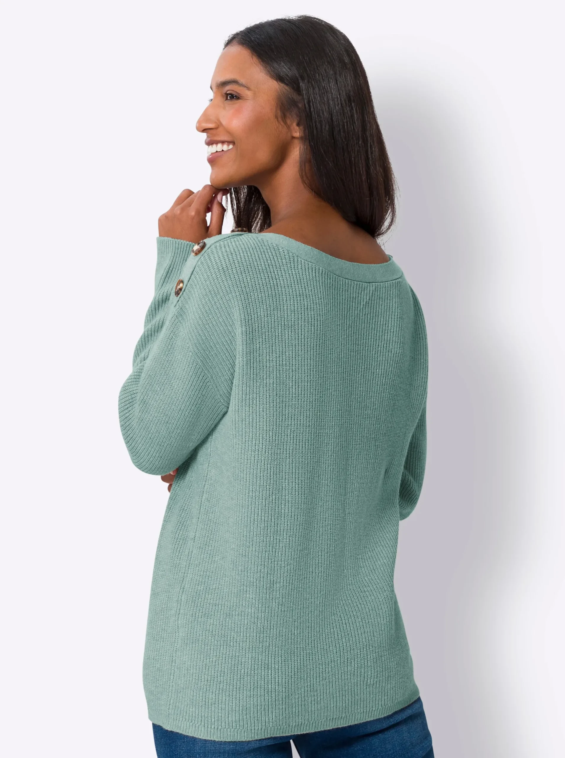 Pullover|heine Pullover im Rippenstrick salbei