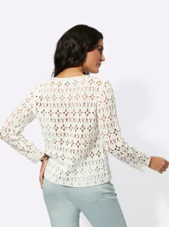 Pullover| Pullover in Häkel-Optik ecru