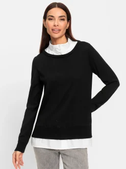 Pullover|heine Pullover in 2-in-1-Optik schwarz-weiß