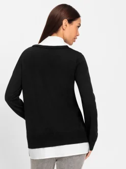 Pullover|heine Pullover in 2-in-1-Optik schwarz-weiß