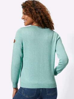 Pullover| Pullover mit Ripp-Abschlüssen salbei-meliert