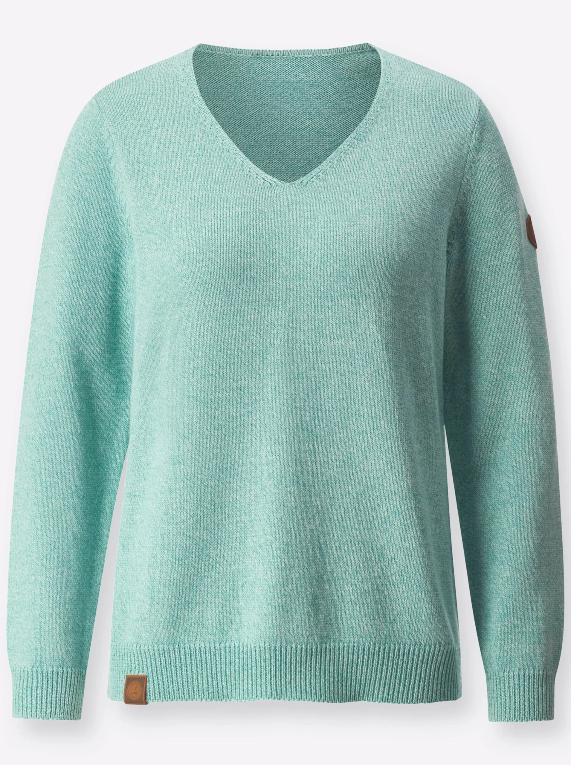 Pullover| Pullover mit Ripp-Abschlüssen salbei-meliert