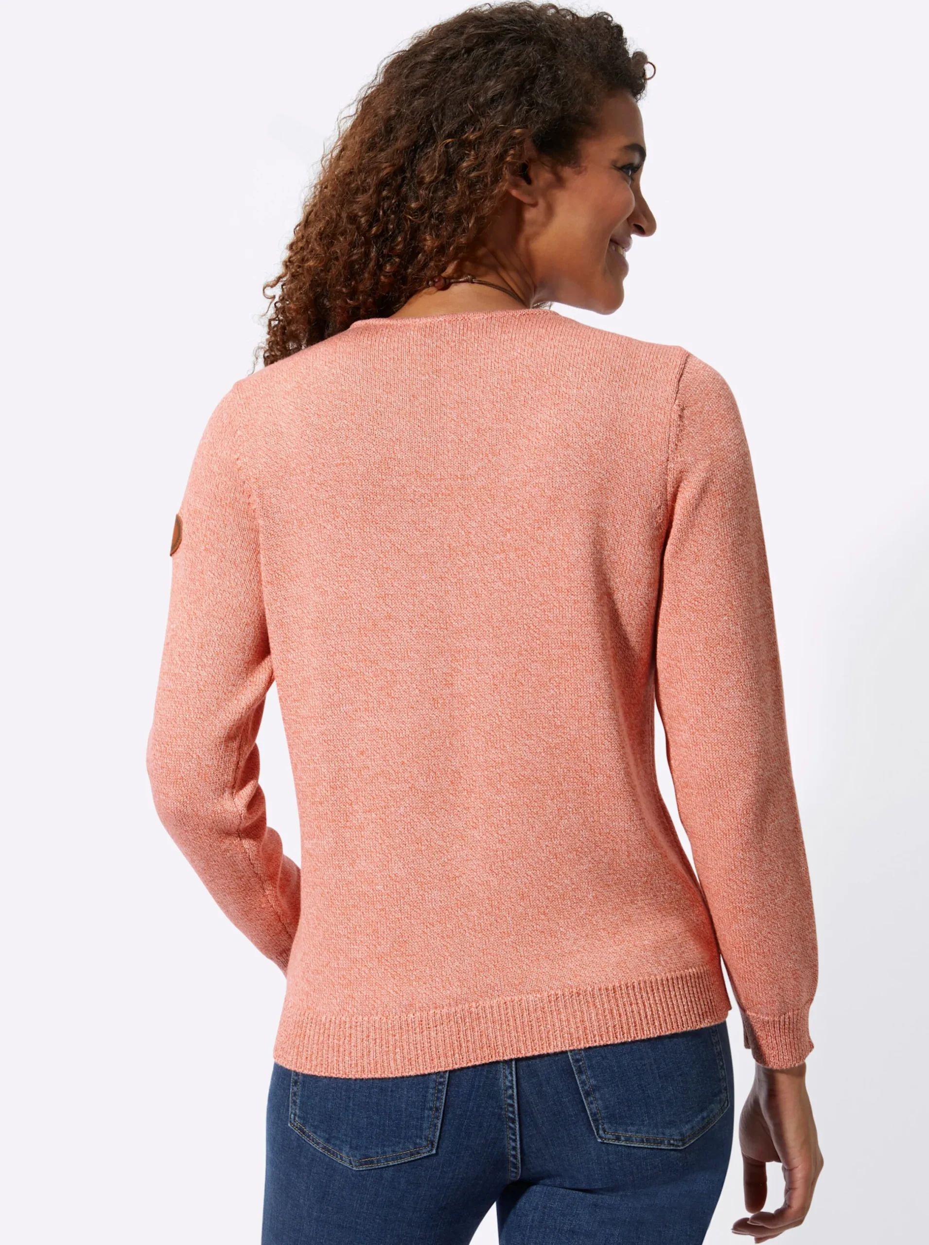 Pullover| Pullover mit Ripp-Abschlüssen papaya-meliert