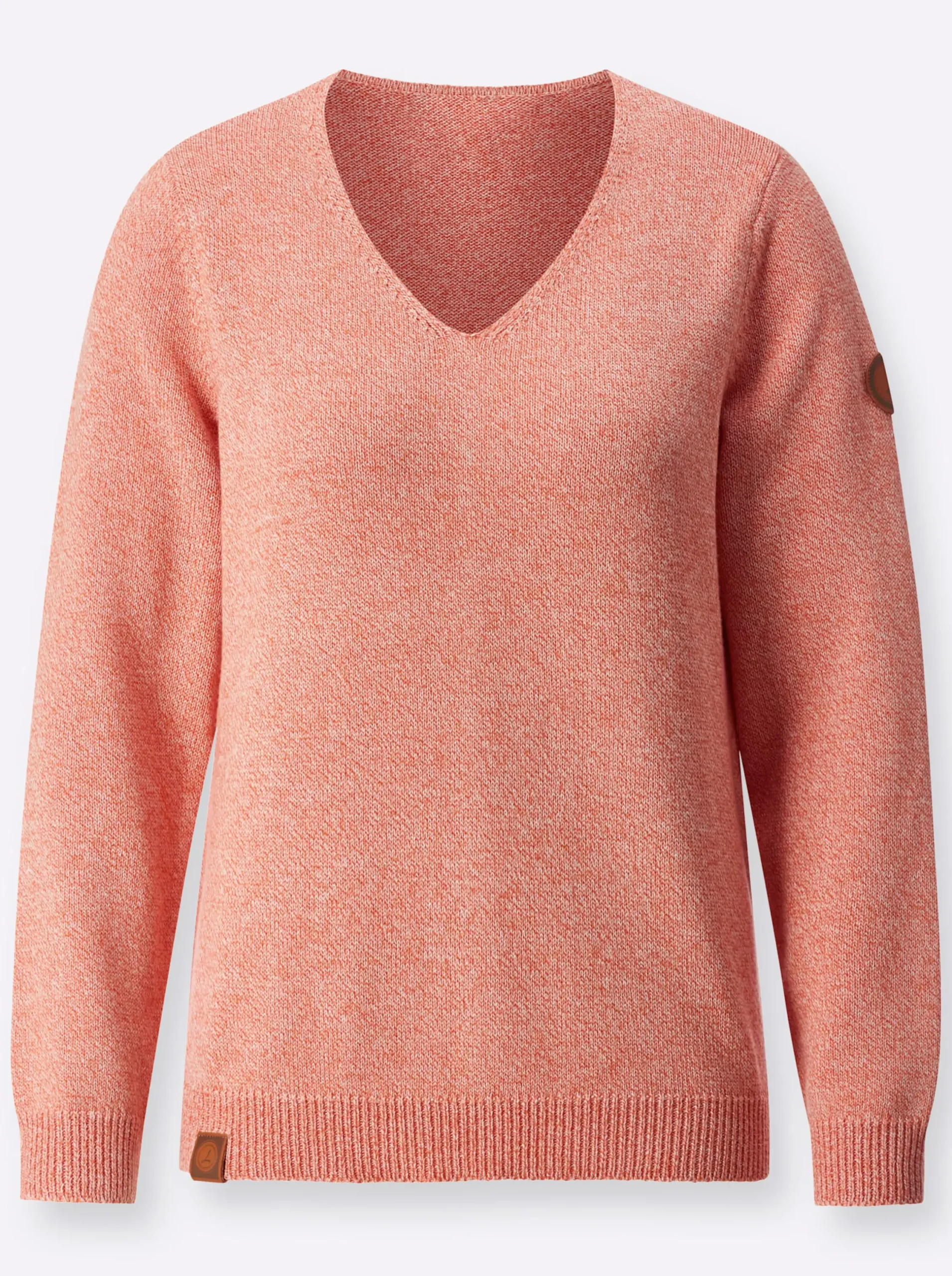 Pullover| Pullover mit Ripp-Abschlüssen papaya-meliert