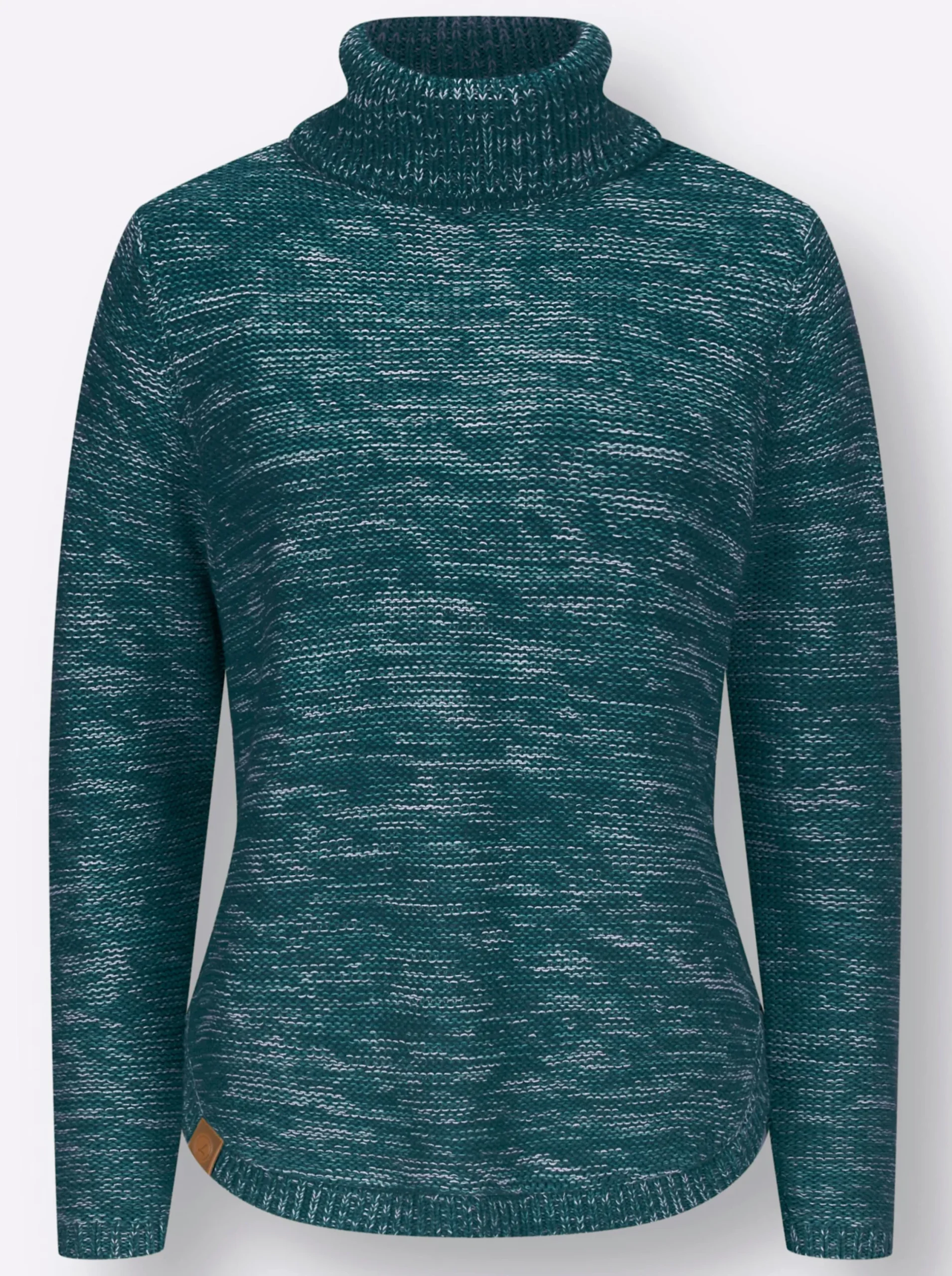 Pullover| Pullover mit Rollkragen petrol-meliert