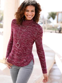 Pullover| Pullover mit Rollkragen bordeaux-meliert