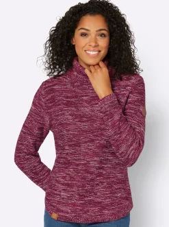 Pullover| Pullover mit Rollkragen bordeaux-meliert