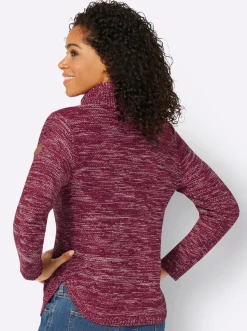 Pullover| Pullover mit Rollkragen bordeaux-meliert