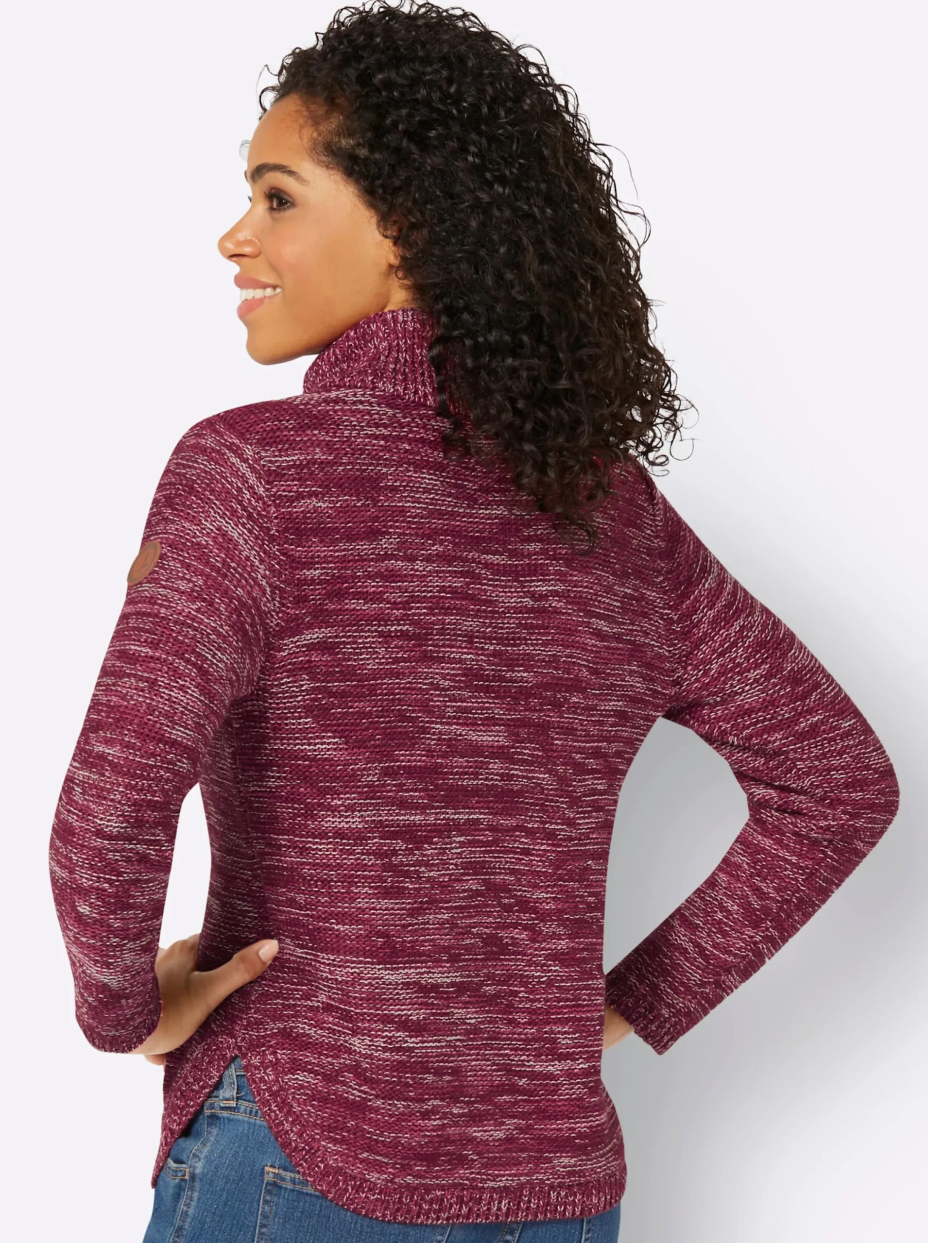 Pullover| Pullover mit Rollkragen bordeaux-meliert