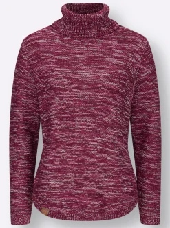 Pullover| Pullover mit Rollkragen bordeaux-meliert