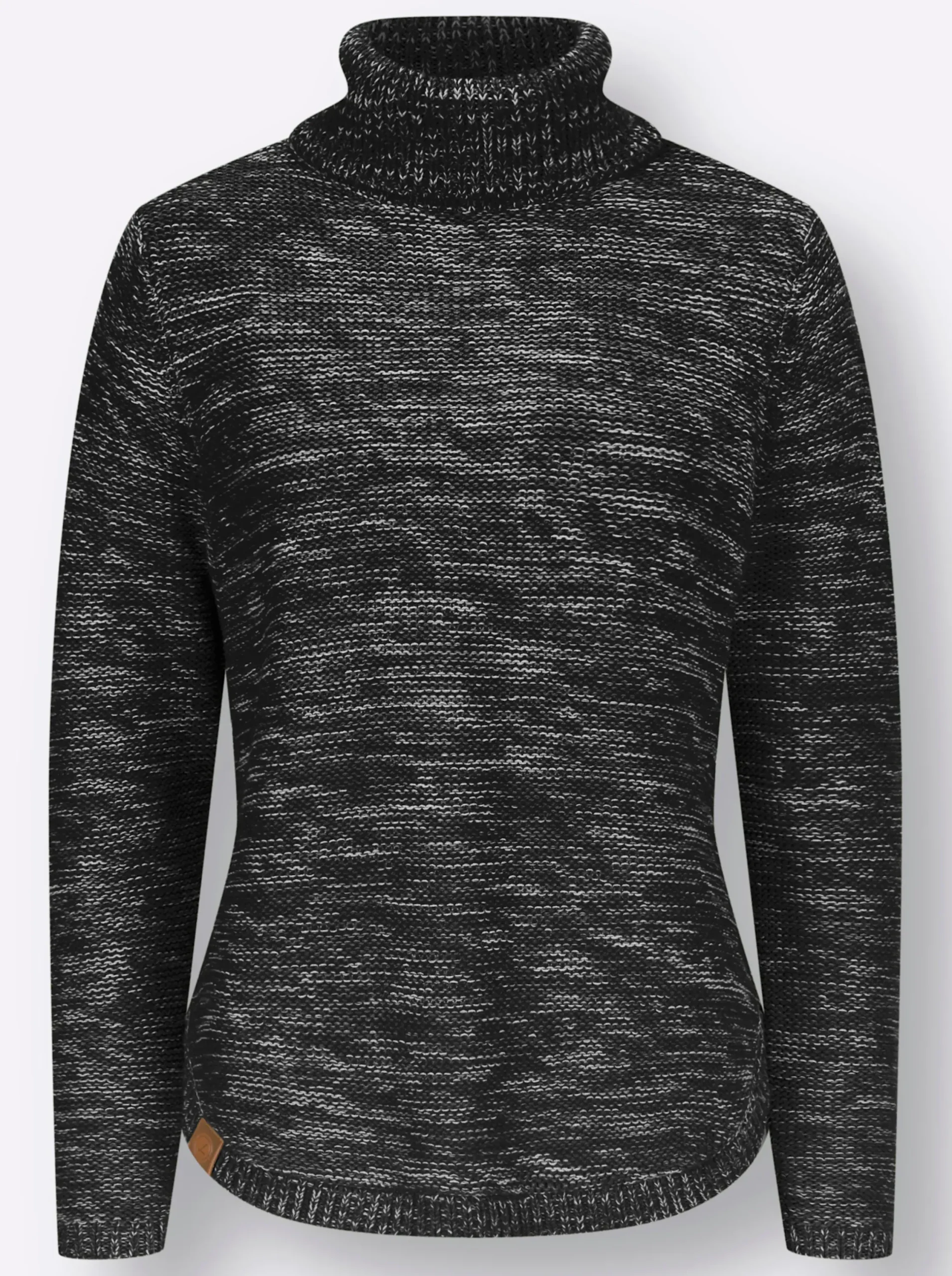 Pullover| Pullover mit Rollkragen schwarz-meliert