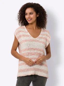 Pullover|heine Pullunder aus Bändchengarn ecru-papaya-meliert