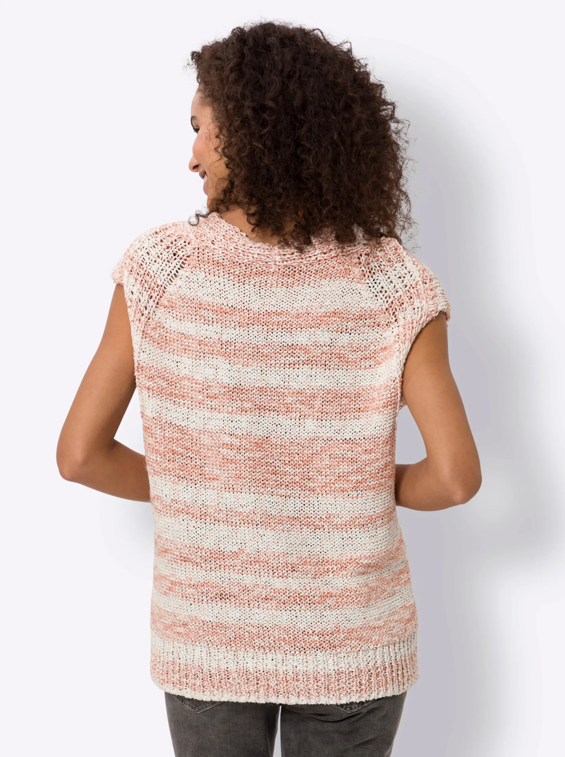 Pullover|heine Pullunder aus Bändchengarn ecru-papaya-meliert