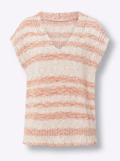 Pullover|heine Pullunder aus Bändchengarn ecru-papaya-meliert