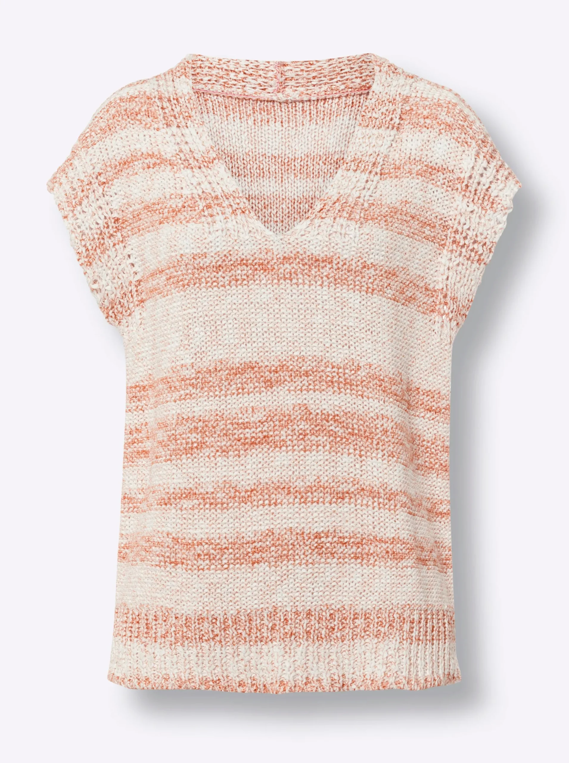 Pullover|heine Pullunder aus Bändchengarn ecru-papaya-meliert