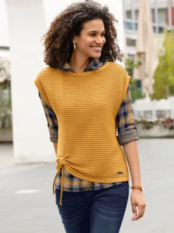 Pullover| Pullunder in Rippen-Optik ocker