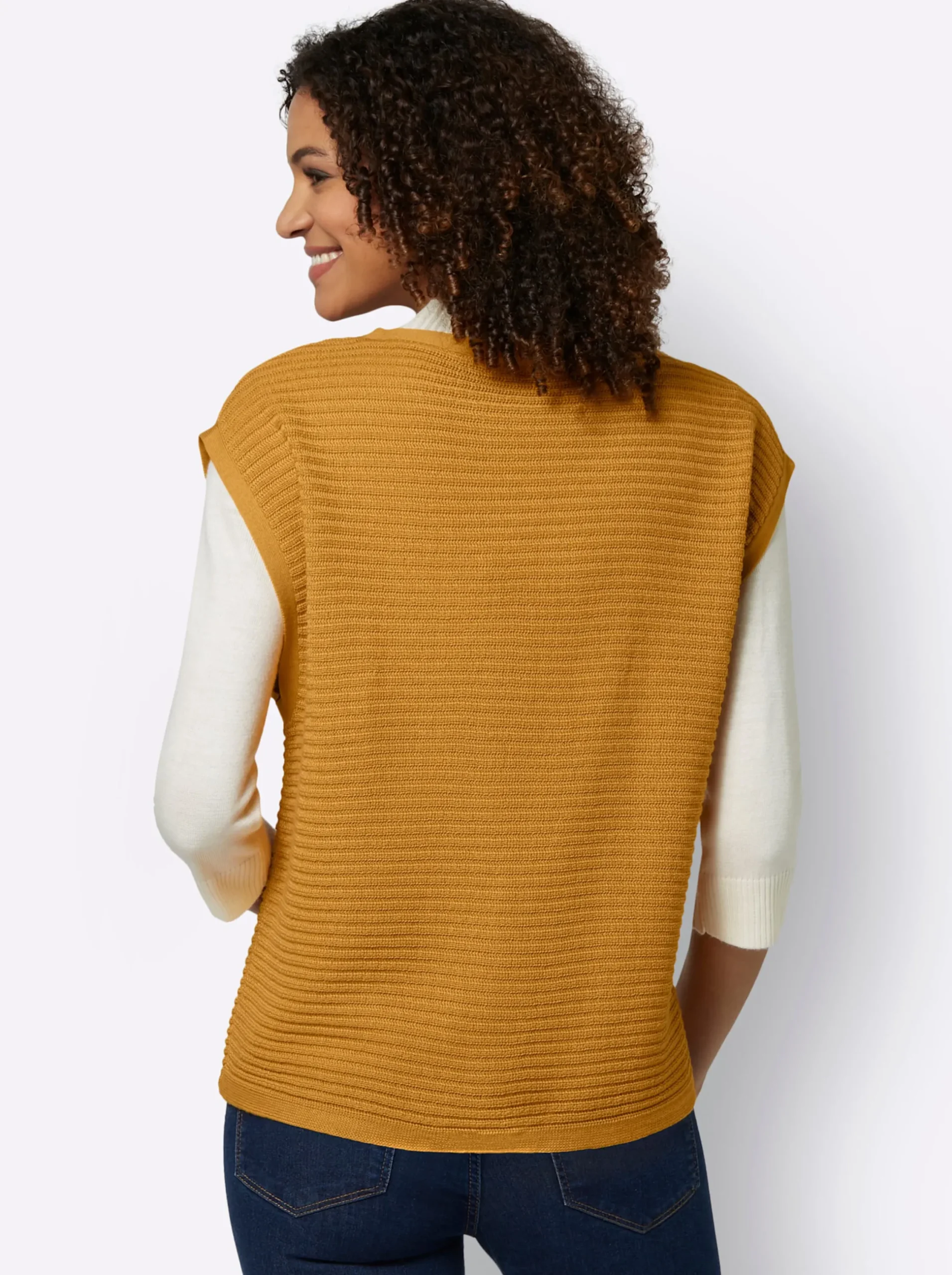 Pullover| Pullunder in Rippen-Optik ocker