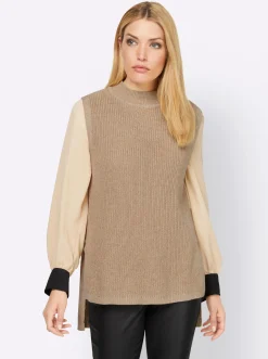 Pullover|heine Pullunder mit hohen Seitenschlitzen beige-meliert