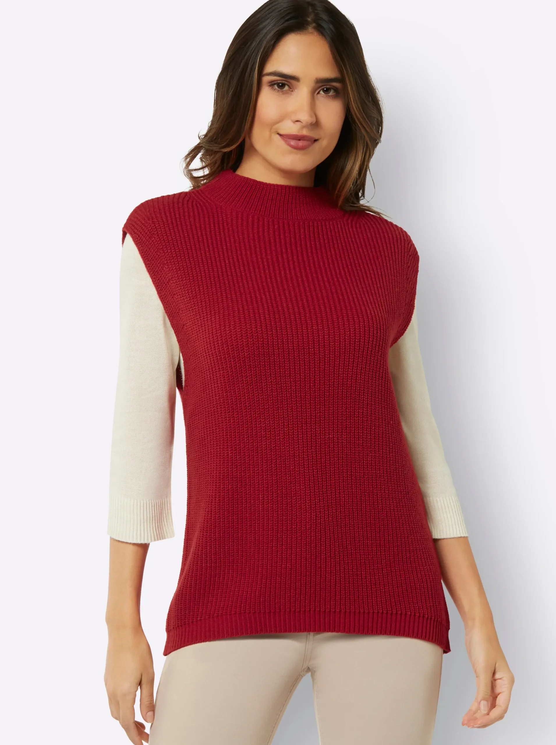 Pullover| Pullunder mit Merinowolle rot
