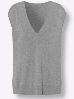 Pullover|heine Pullunder mit tiefem V-Ausschnitt grau-meliert