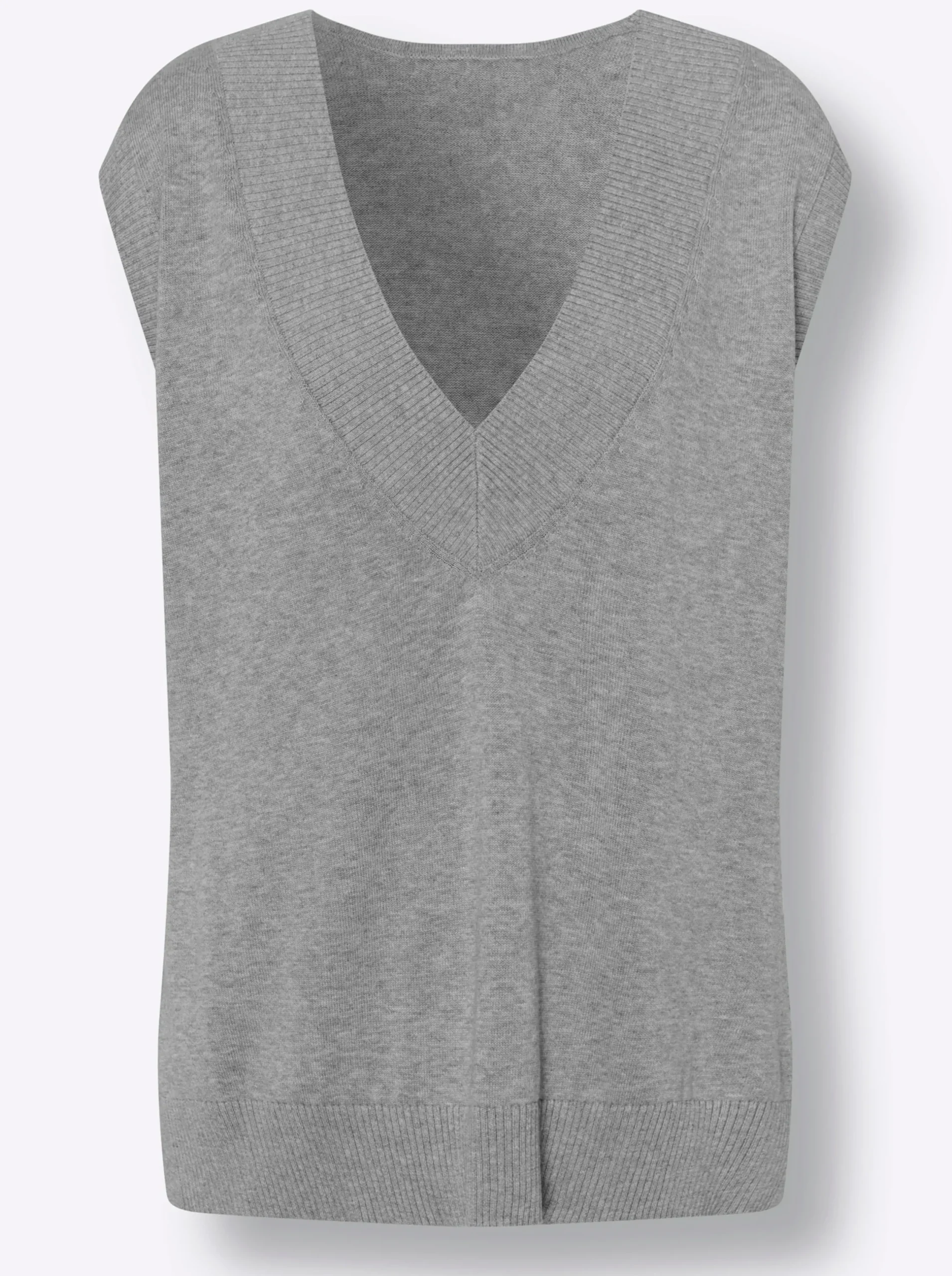 Pullover|heine Pullunder mit tiefem V-Ausschnitt grau-meliert