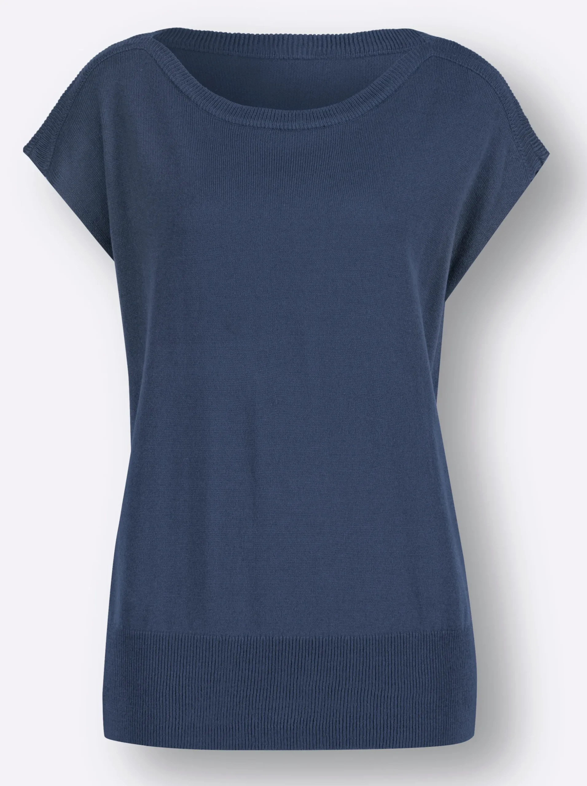 Pullover| Pullunder mit U-Boot-Ausschnitt jeansblau
