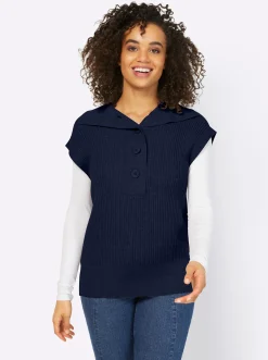 Pullover|heine Pullunder mit variablem Kragen marine