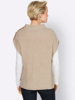 Pullover|heine Pullunder mit Zierknopfleiste sand-meliert