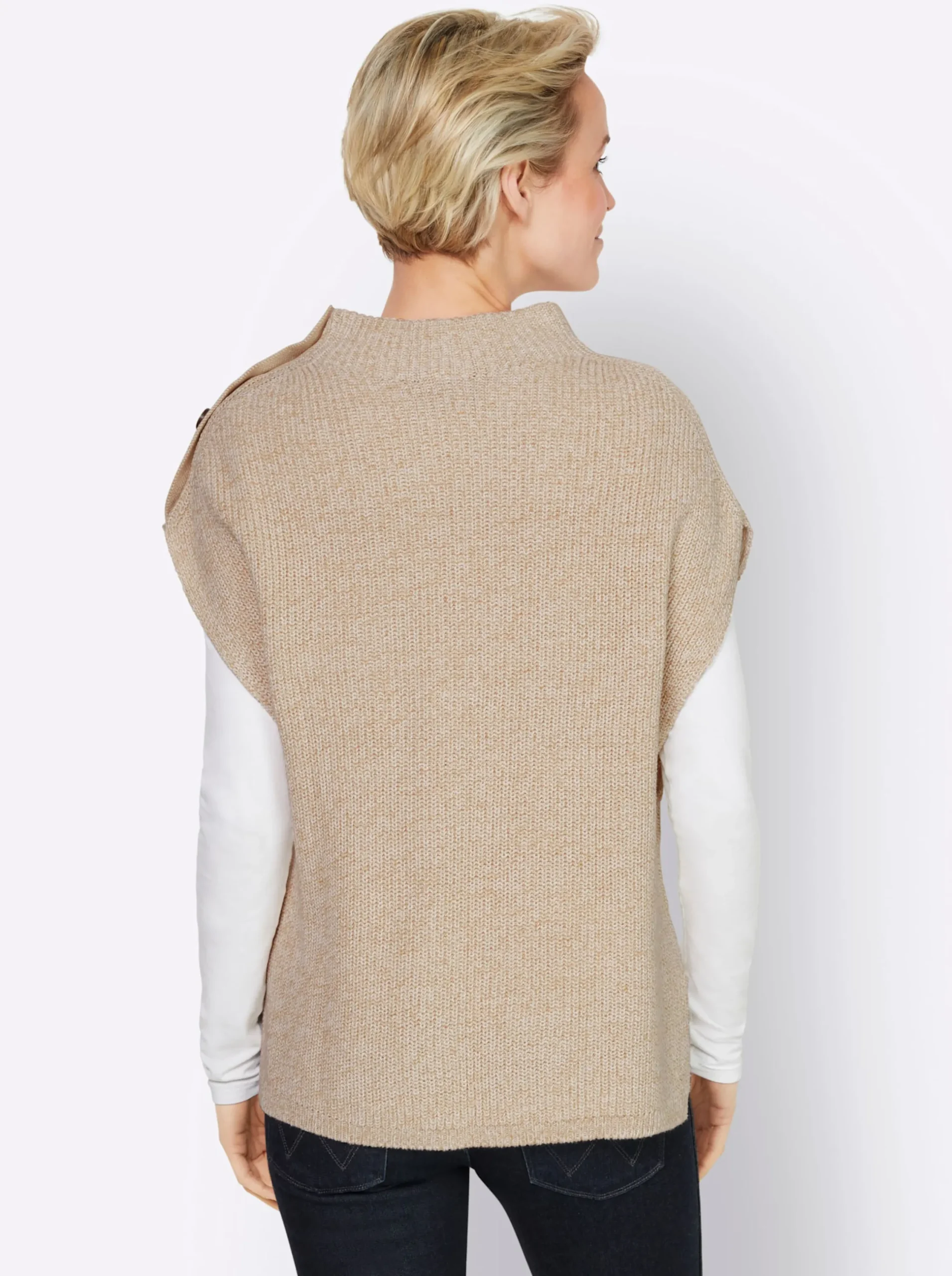 Pullover|heine Pullunder mit Zierknopfleiste sand-meliert