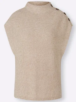 Pullover|heine Pullunder mit Zierknopfleiste sand-meliert