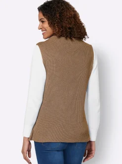 Pullover| Pullunder mit Zierknopfleiste camel