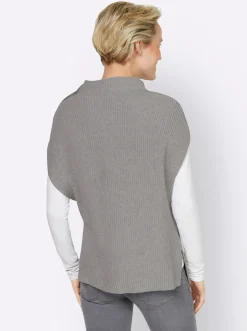 Pullover|heine Pullunder mit Zierknopfleiste grau-meliert