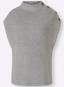 Pullover|heine Pullunder mit Zierknopfleiste grau-meliert
