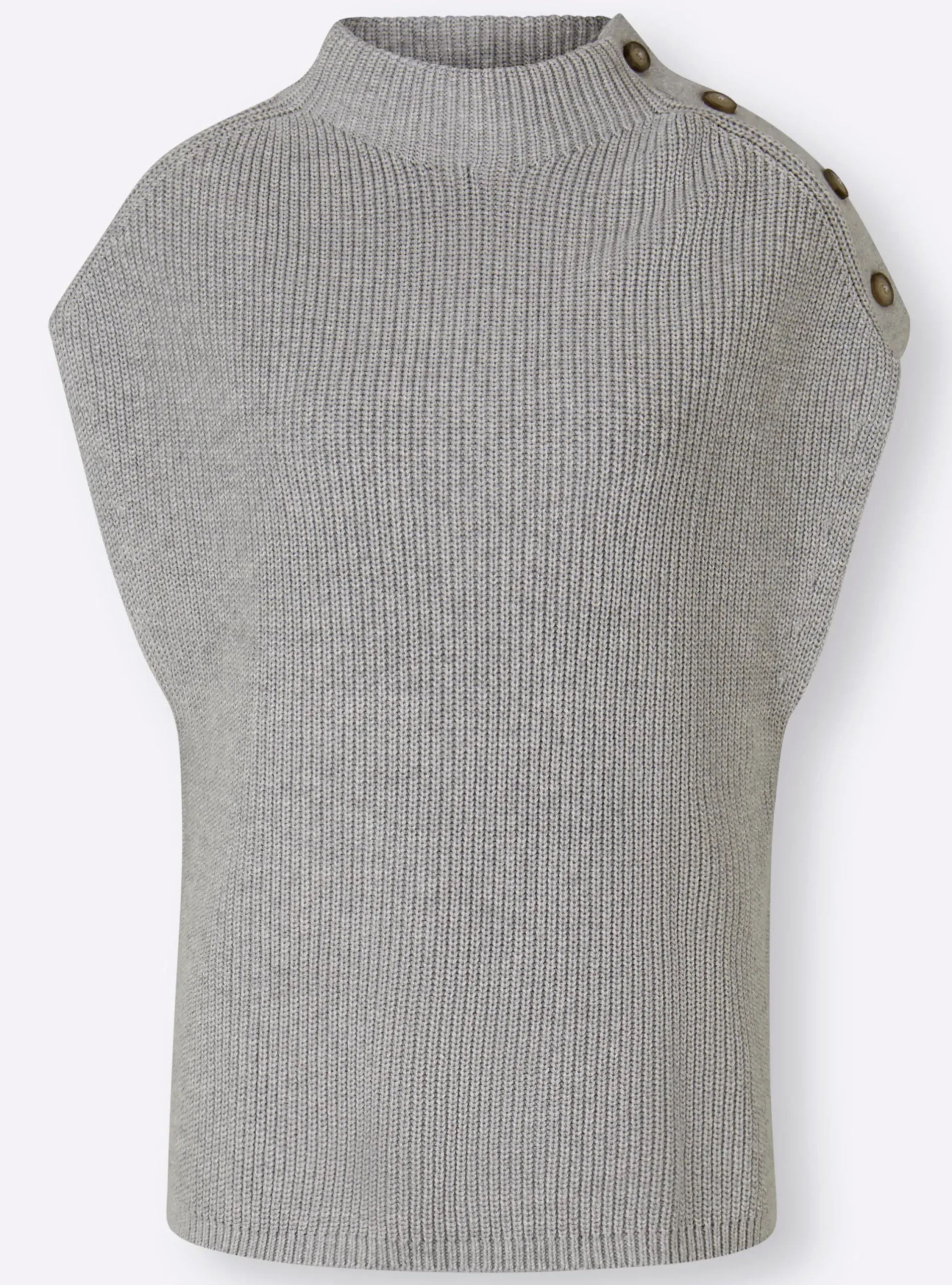 Pullover|heine Pullunder mit Zierknopfleiste grau-meliert