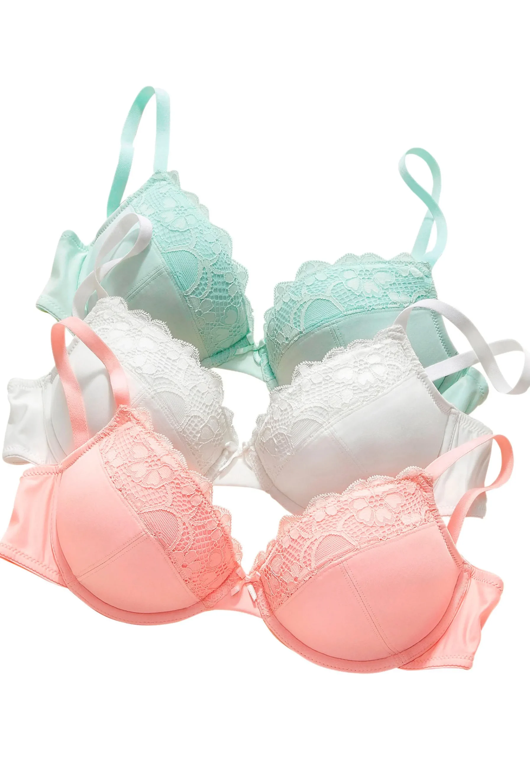 Bhs|petite fleur Push-up-BH mint+pfirsich+creme