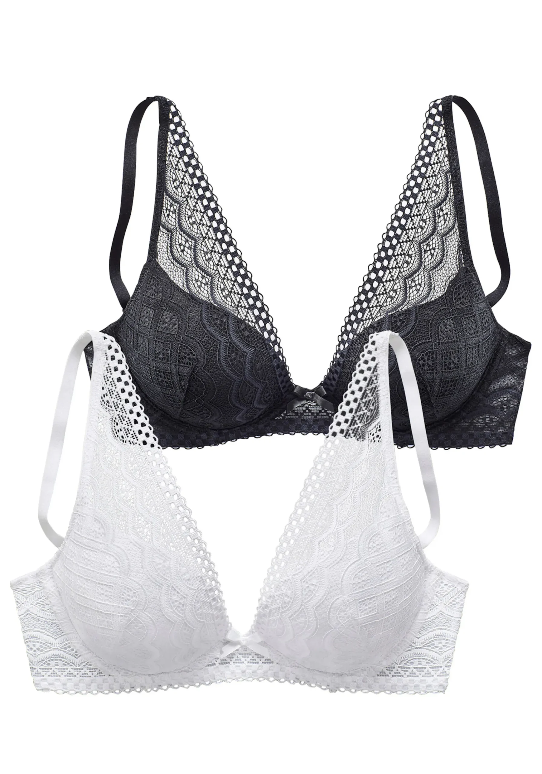 Bhs|petite fleur Push-up-BH schwarz+weiß